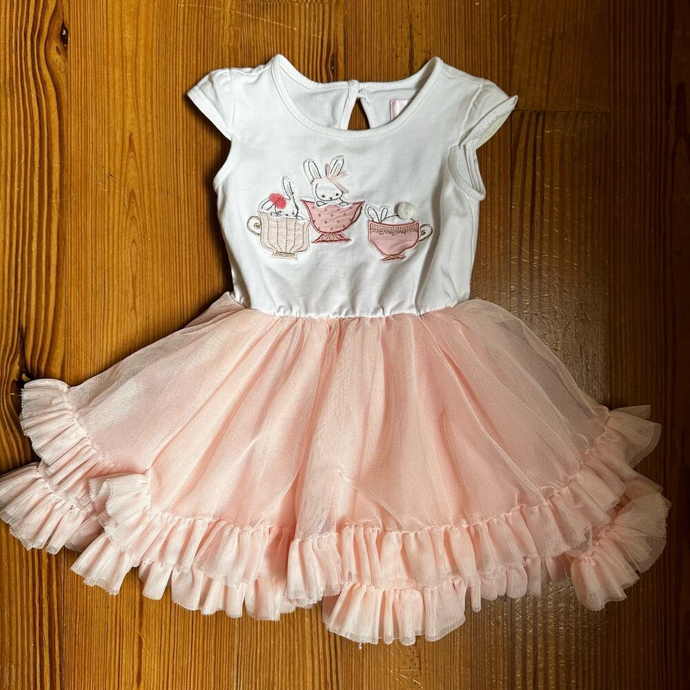 Bunny‎ teacup embroidered midi tiered tutu tank dress SIZE 6-9M